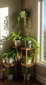 Indoor plants near window with easy home gardening tips.